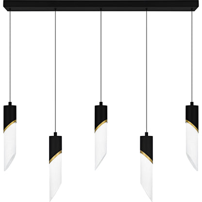 Quoizel Alys 40in 2-Light Island Chandelier | Contemporary Matte Black and Alabaster Glass | Kitchen Island & Dining Room | Model PCAYS540MBK