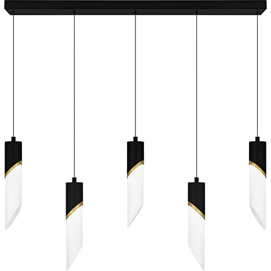 Quoizel Alys 40in 2-Light Island Chandelier | Contemporary Matte Black and Alabaster Glass | Kitchen Island & Dining Room | Model PCAYS540MBK
