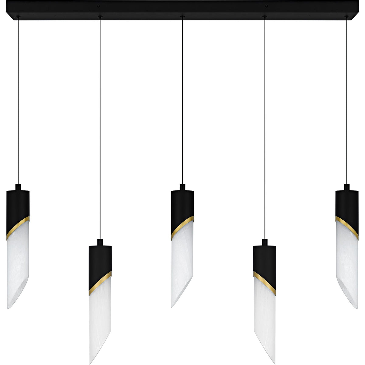 Quoizel Alys 40in 2-Light Island Chandelier | Contemporary Matte Black and Alabaster Glass | Kitchen Island & Dining Room | Model PCAYS540MBK
