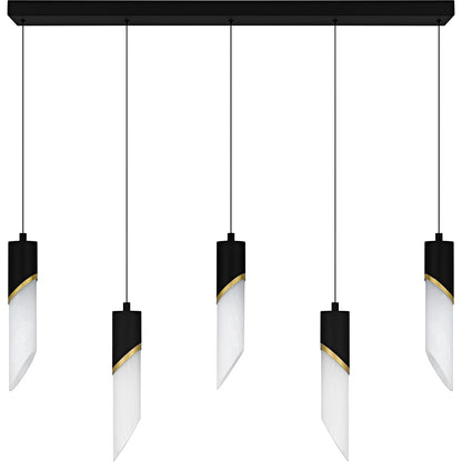 Quoizel Alys 40in 2-Light Island Chandelier | Contemporary Matte Black and Alabaster Glass | Kitchen Island & Dining Room | Model PCAYS540MBK
