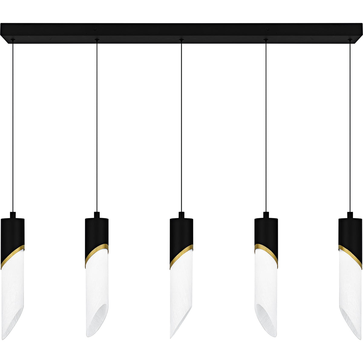 Quoizel Alys 40in 2-Light Island Chandelier | Contemporary Matte Black and Alabaster Glass | Kitchen Island & Dining Room | Model PCAYS540MBK