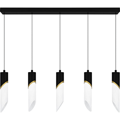 Quoizel Alys 40in 2-Light Island Chandelier | Contemporary Matte Black and Alabaster Glass | Kitchen Island & Dining Room | Model PCAYS540MBK