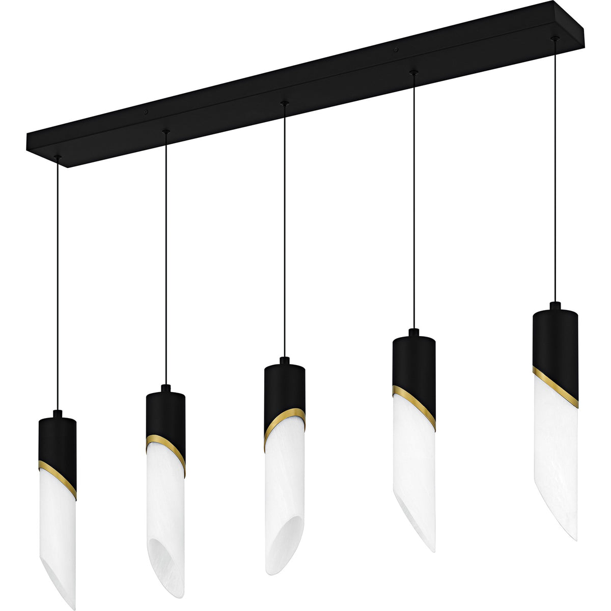 Quoizel Alys 40in 2-Light Island Chandelier | Contemporary Matte Black and Alabaster Glass | Kitchen Island & Dining Room | Model PCAYS540MBK