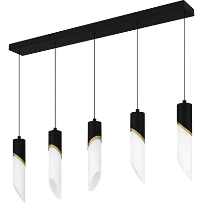 Quoizel Alys 40in 2-Light Island Chandelier | Contemporary Matte Black and Alabaster Glass | Kitchen Island & Dining Room | Model PCAYS540MBK