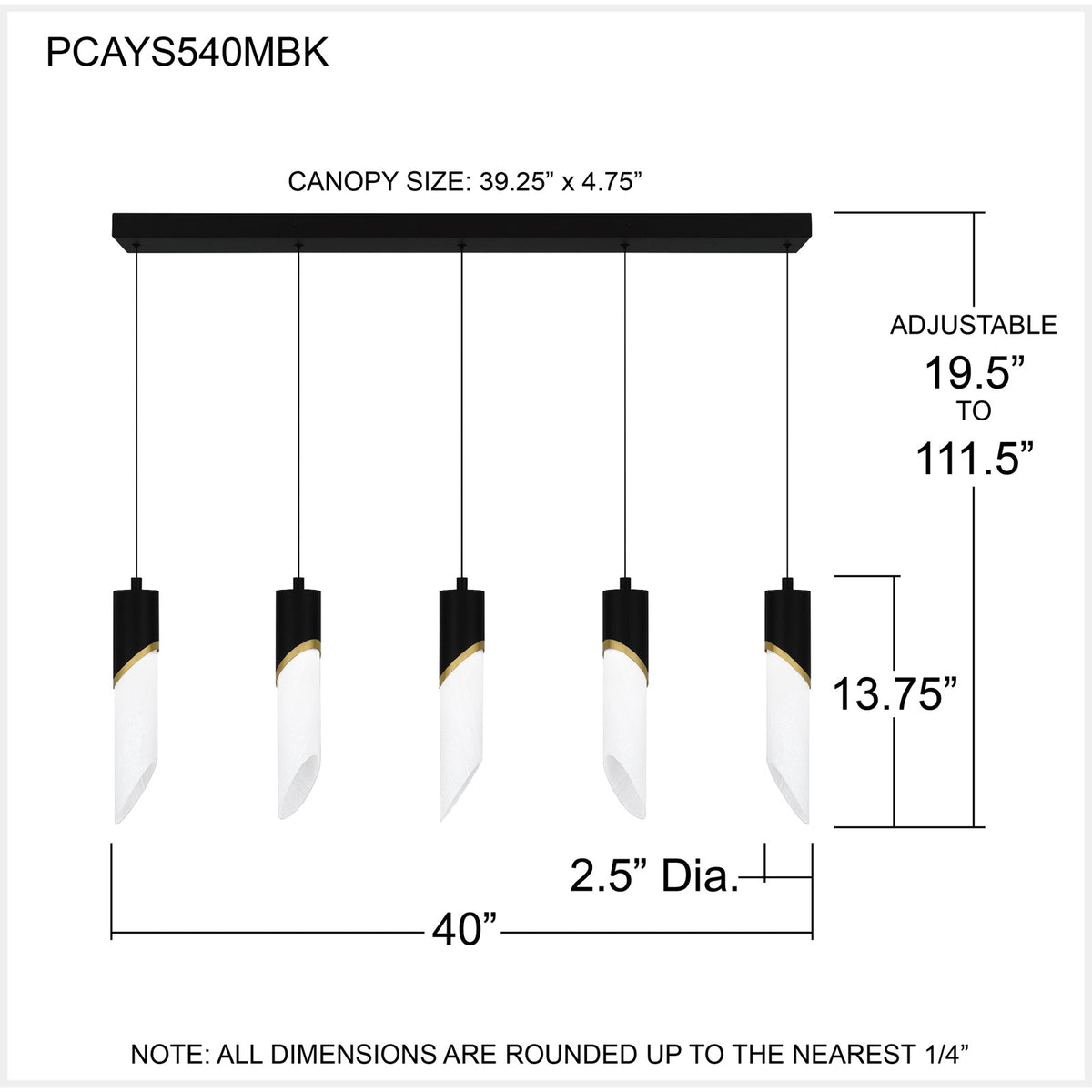 Quoizel Alys 40in 2-Light Island Chandelier | Contemporary Matte Black and Alabaster Glass | Kitchen Island & Dining Room | Model PCAYS540MBK