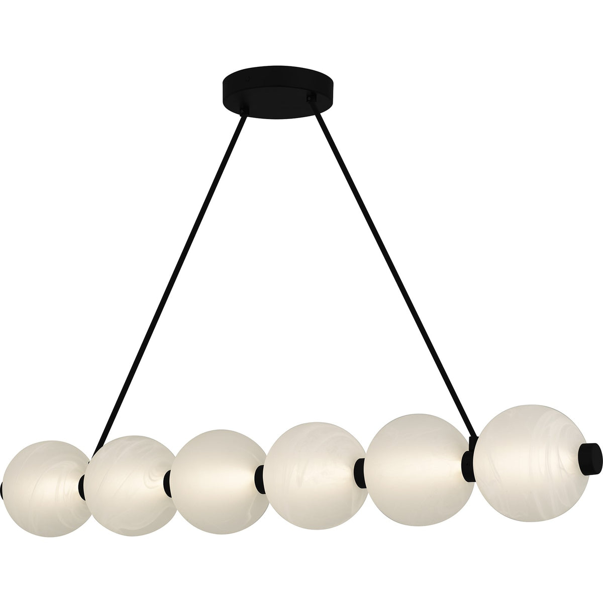 Quoizel Clarendon 44in 1-Light Island Chandelier | Modern Matte Black and Alabaster Glass | Kitchen Island & Dining Room | Model PCCAD144MBK