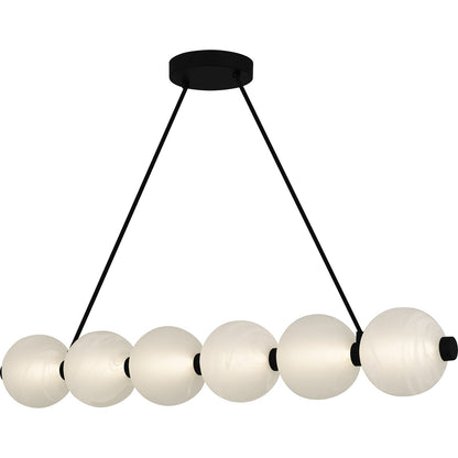 Quoizel Clarendon 44in 1-Light Island Chandelier | Modern Matte Black and Alabaster Glass | Kitchen Island & Dining Room | Model PCCAD144MBK