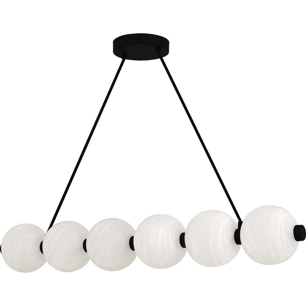 Quoizel Clarendon 44in 1-Light Island Chandelier | Modern Matte Black and Alabaster Glass | Kitchen Island & Dining Room | Model PCCAD144MBK