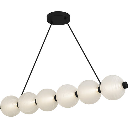 Quoizel Clarendon 44in 1-Light Island Chandelier | Modern Matte Black and Alabaster Glass | Kitchen Island & Dining Room | Model PCCAD144MBK