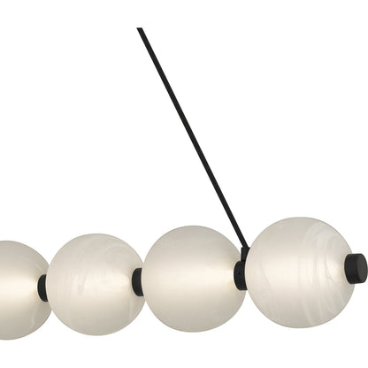 Quoizel Clarendon 44in 1-Light Island Chandelier | Modern Matte Black and Alabaster Glass | Kitchen Island & Dining Room | Model PCCAD144MBK