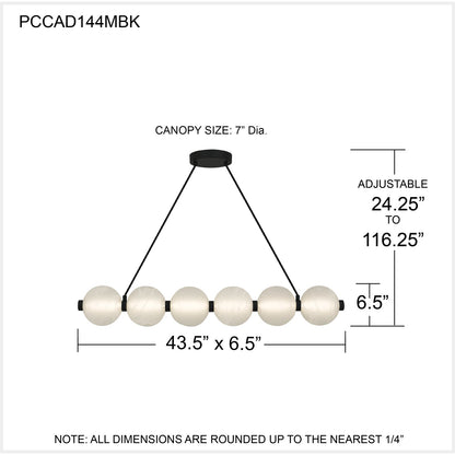 Quoizel Clarendon 44in 1-Light Island Chandelier | Modern Matte Black and Alabaster Glass | Kitchen Island & Dining Room | Model PCCAD144MBK