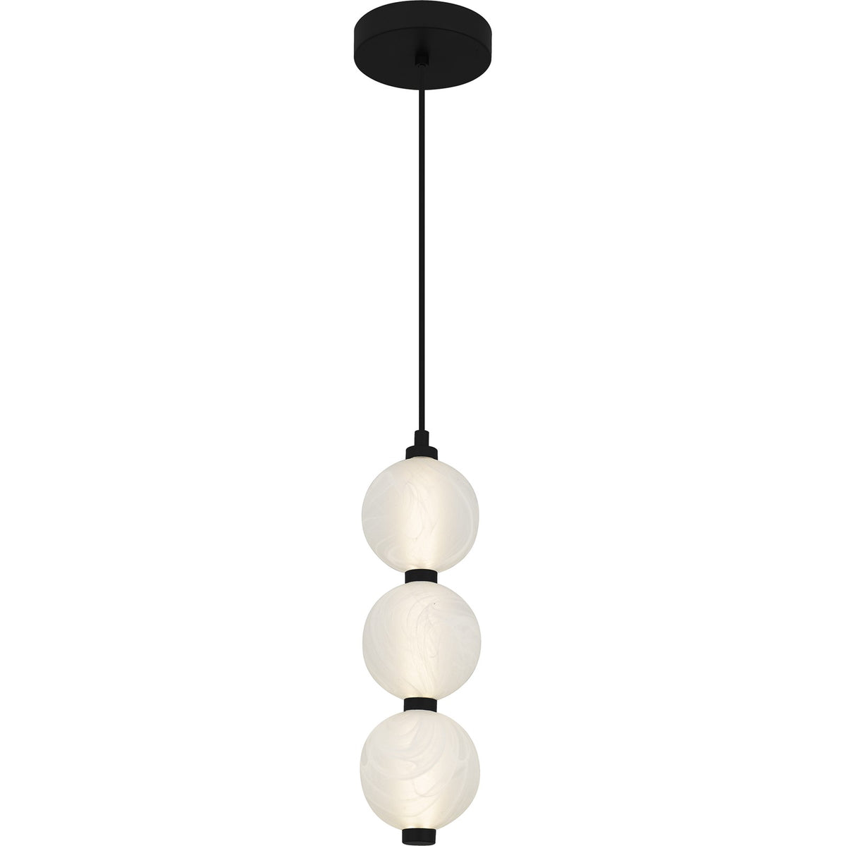 Quoizel Clarendon 5in 1-Light Mini Pendant | Modern Matte Black and Alabaster Glass | Kitchen Island & Bar | Model PCCAD1505MBK