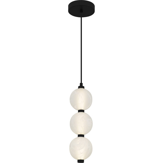 Quoizel Clarendon 5in 1-Light Mini Pendant | Modern Matte Black and Alabaster Glass | Kitchen Island & Bar | Model PCCAD1505MBK