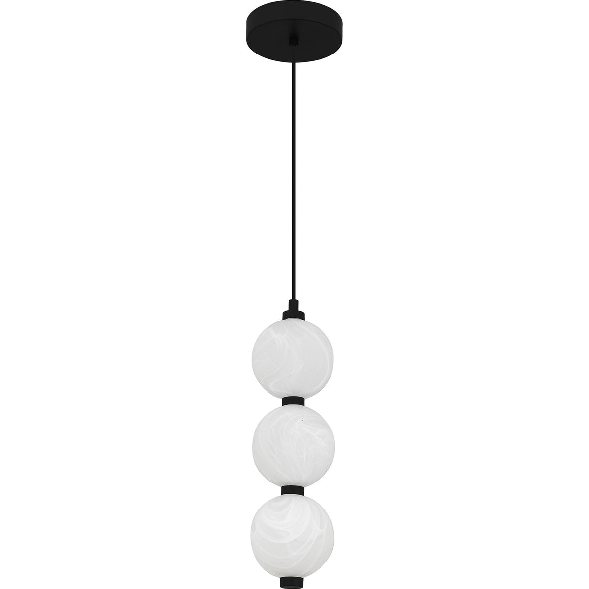 Quoizel Clarendon 5in 1-Light Mini Pendant | Modern Matte Black and Alabaster Glass | Kitchen Island & Bar | Model PCCAD1505MBK