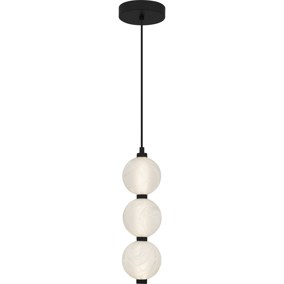 Quoizel Clarendon 5in 1-Light Mini Pendant | Modern Matte Black and Alabaster Glass | Kitchen Island & Bar | Model PCCAD1505MBK