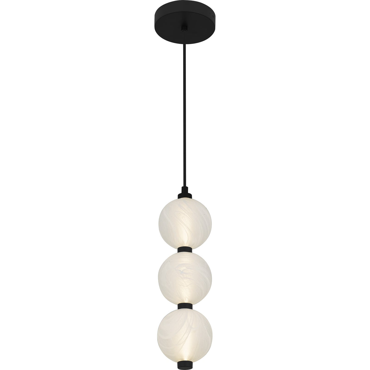 Quoizel Clarendon 5in 1-Light Mini Pendant | Modern Matte Black and Alabaster Glass | Kitchen Island & Bar | Model PCCAD1505MBK