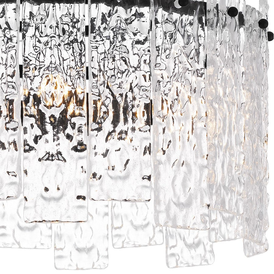 Quoizel Caspian 4 Light Semi-Flush Mount, Black/Clear Textured