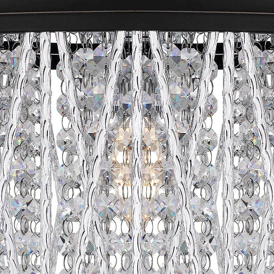 Quoizel Celeste 5 Light Flush Mount, Matte Black/Clear Crystal