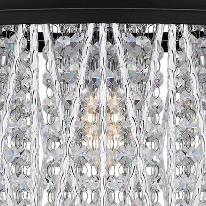 Quoizel Celeste 5 Light Flush Mount, Matte Black/Clear Crystal