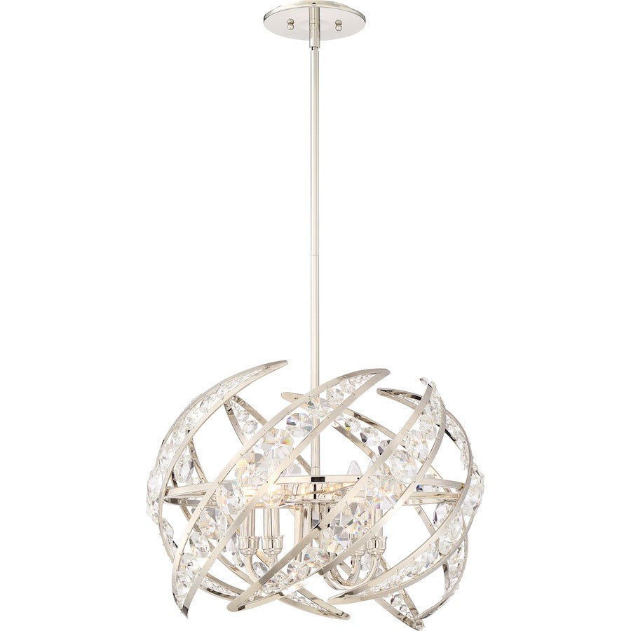 4 Light Crescent Pendant, Polished Nickel