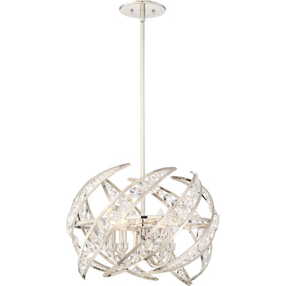 4 Light Crescent Pendant, Polished Nickel
