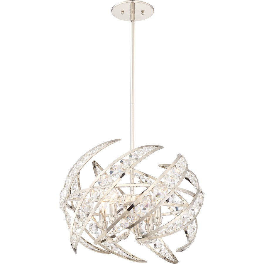 4 Light Crescent Pendant, Polished Nickel