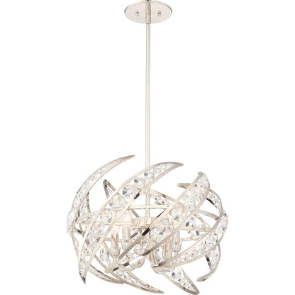 4 Light Crescent Pendant, Polished Nickel