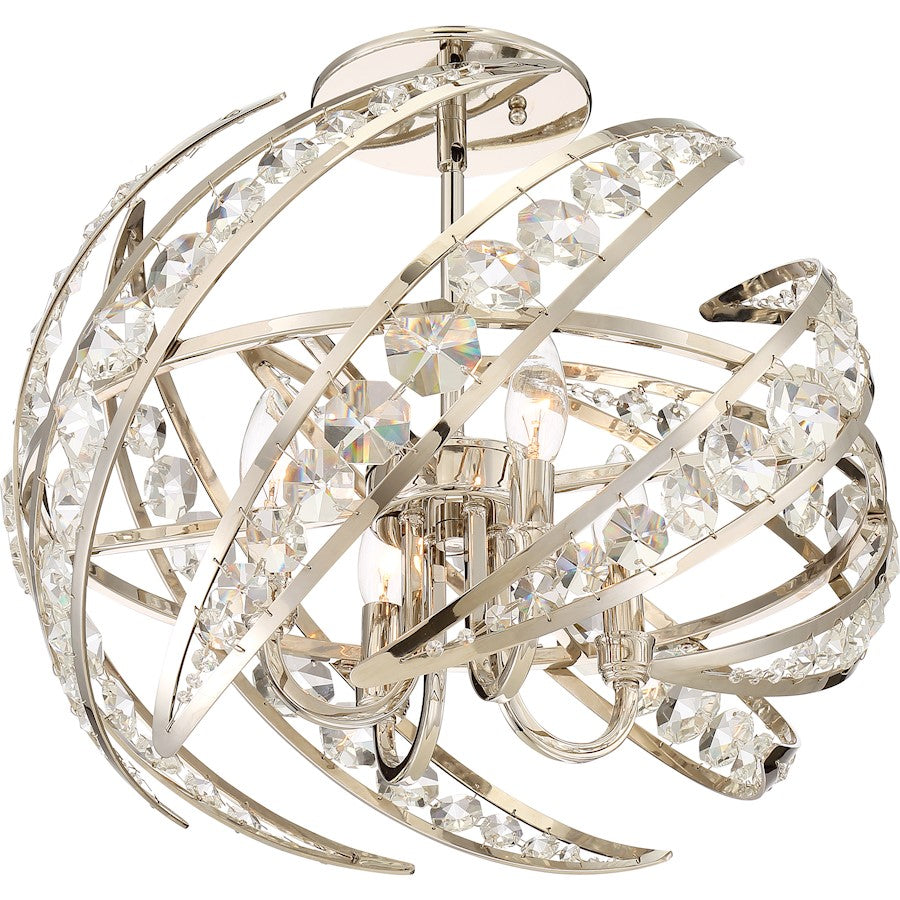 4 Light Crescent Pendant, Polished Nickel