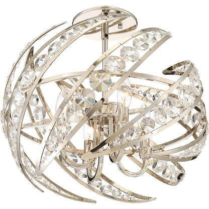 4 Light Crescent Pendant, Polished Nickel