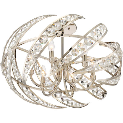 4 Light Crescent Pendant, Polished Nickel
