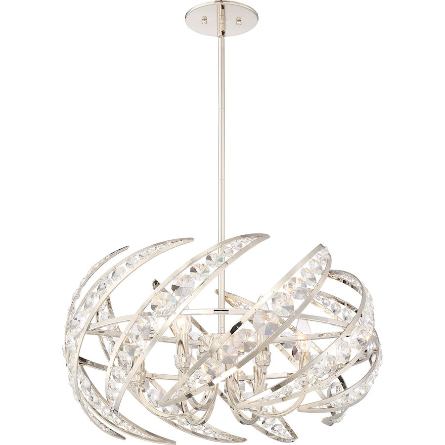 4 Light Crescent Pendant, Polished Nickel