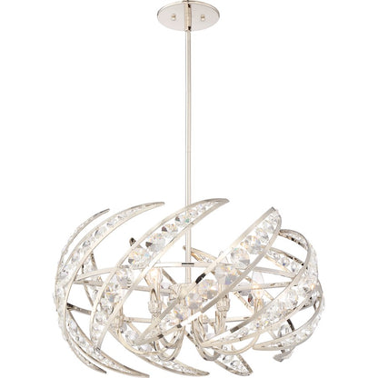 4 Light Crescent Pendant, Polished Nickel