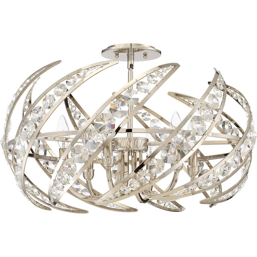 4 Light Crescent Pendant, Polished Nickel