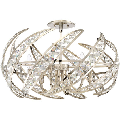 4 Light Crescent Pendant, Polished Nickel