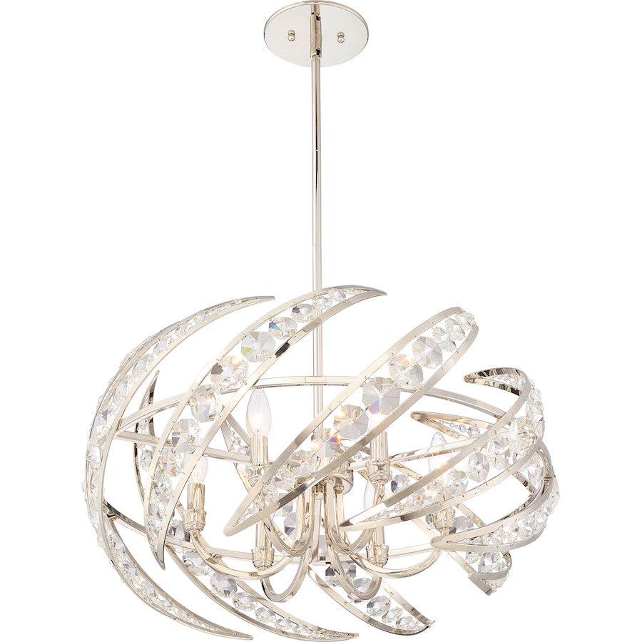 4 Light Crescent Pendant, Polished Nickel