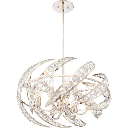 4 Light Crescent Pendant, Polished Nickel