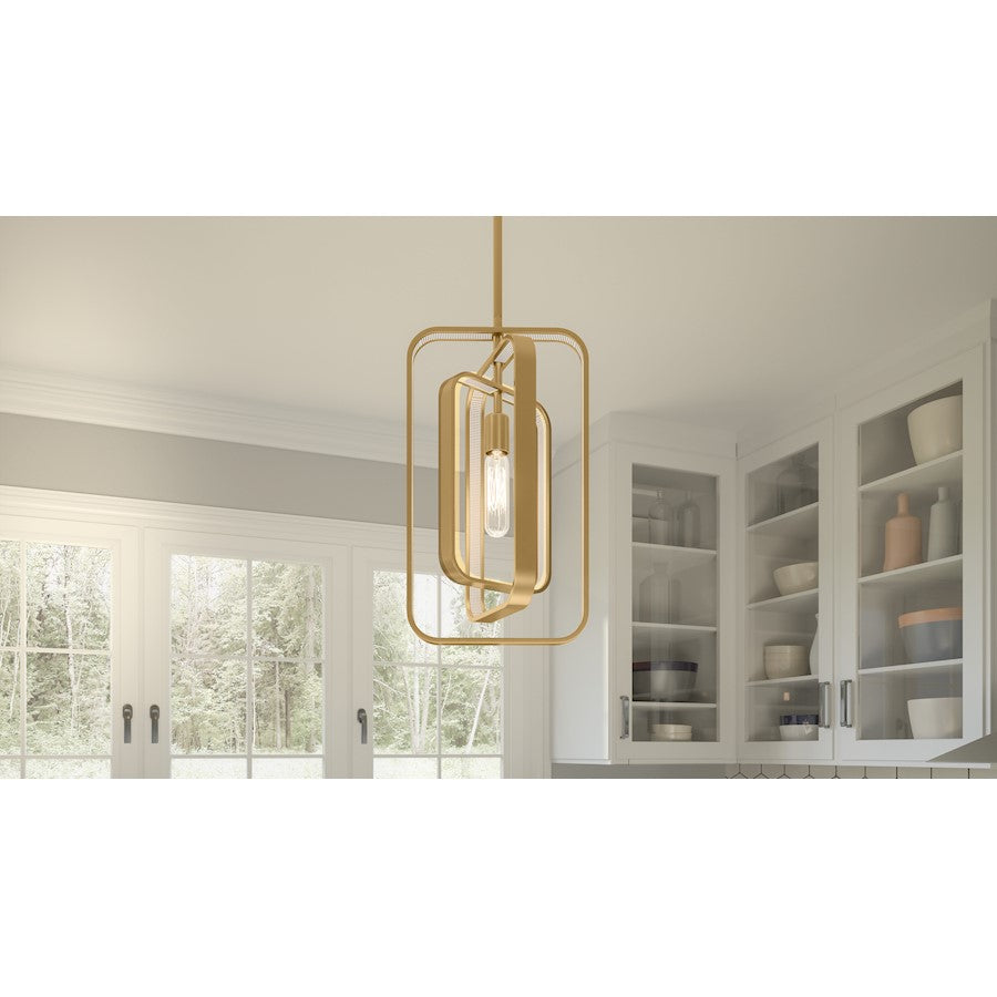 1 Light Mini Pendant, Brushed Weathered Brass