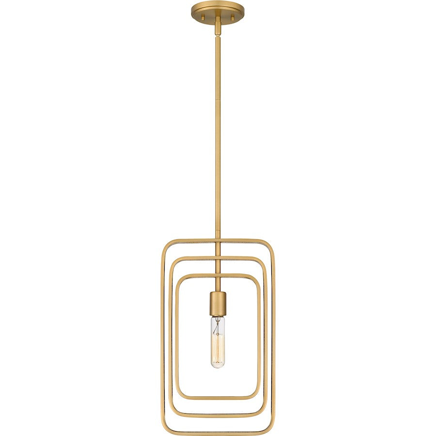 1 Light Mini Pendant, Brushed Weathered Brass