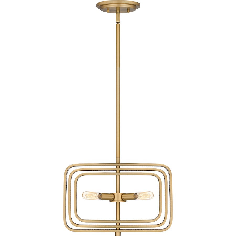 4 Light Pendant, Brushed Weathered Brass
