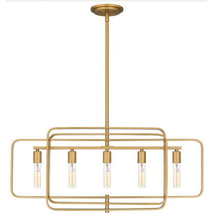 Quoizel Dupree 5 Light Island Light, Brushed Weathered Brass