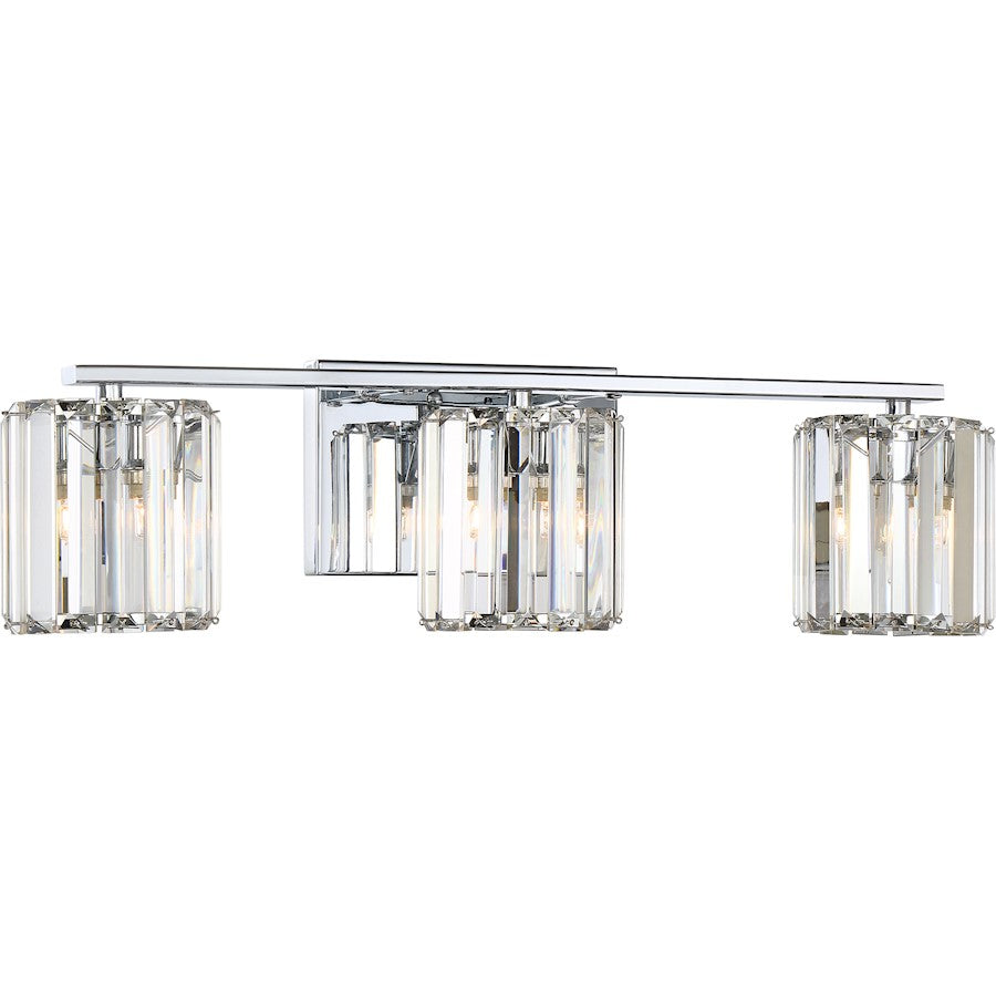 Quoizel Divine 23in 3-Light Vanity Light | Glam Polished Chrome and Clear Crystal Glass | Bathroom Vanity & Powder Room | Model PCDV8603C