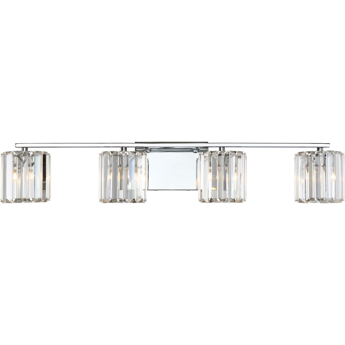 Quoizel Divine 32in 4-Light Vanity Light | Glam Polished Chrome and Clear Crystal Glass | Bathroom Vanity & Powder Room | Model PCDV8604C