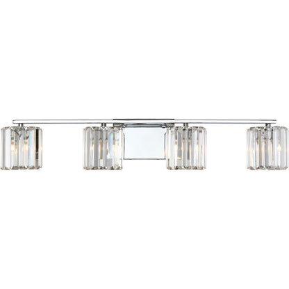 Quoizel Divine 32in 4-Light Vanity Light | Glam Polished Chrome and Clear Crystal Glass | Bathroom Vanity & Powder Room | Model PCDV8604C