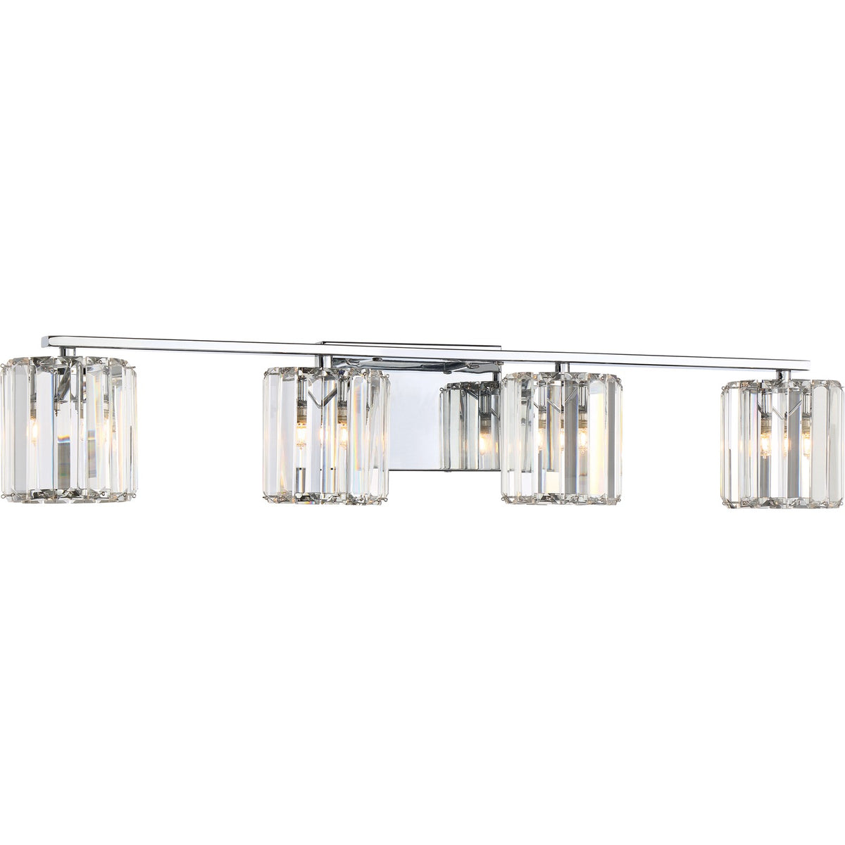 Quoizel Divine 32in 4-Light Vanity Light | Glam Polished Chrome and Clear Crystal Glass | Bathroom Vanity & Powder Room | Model PCDV8604C