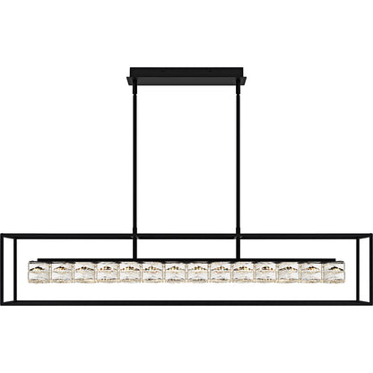Quoizel Dazzle 48in LED Island Chandelier | Modern Glam Matte Black and Clear Crystal Glass | Kitchen Island & Dining Room | Model PCDZ148MBK