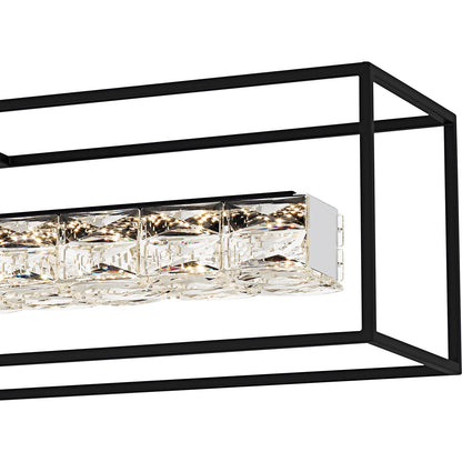 Quoizel Dazzle 48in LED Island Chandelier | Modern Glam Matte Black and Clear Crystal Glass | Kitchen Island & Dining Room | Model PCDZ148MBK