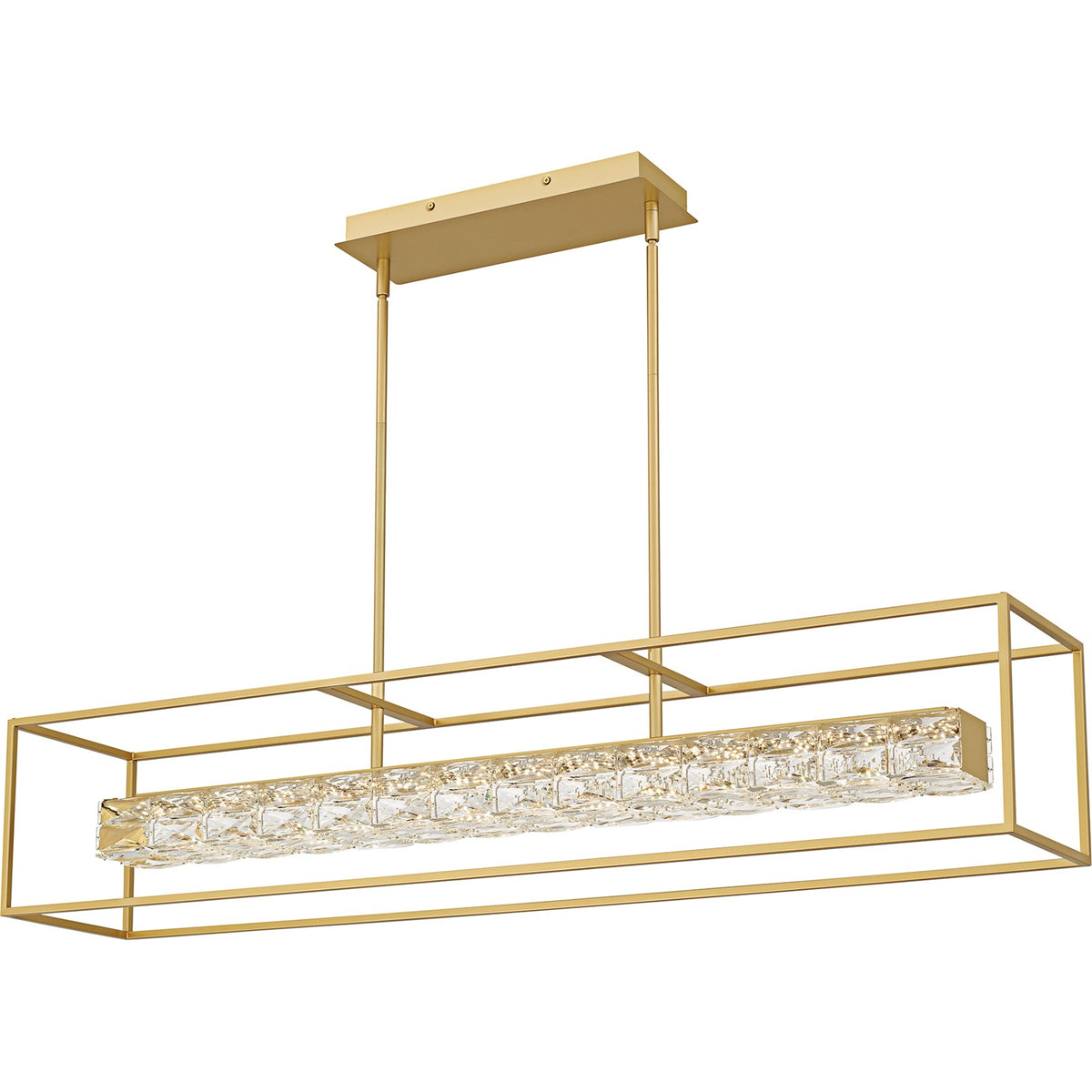 Quoizel Dazzle 48in Island Chandelier | Modern Glam Soft Gold and Clear Crystal Glass | Kitchen Island & Dining Room | Model PCDZ148SGD