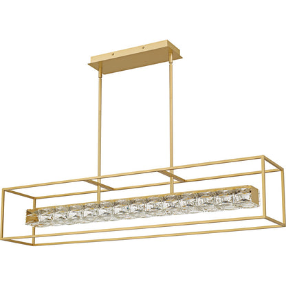 Quoizel Dazzle 48in Island Chandelier | Modern Glam Soft Gold and Clear Crystal Glass | Kitchen Island & Dining Room | Model PCDZ148SGD