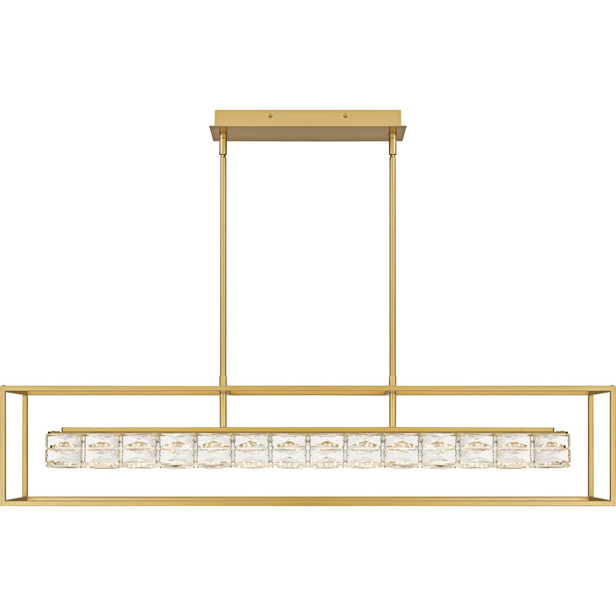 Quoizel Dazzle 48in Island Chandelier | Modern Glam Soft Gold and Clear Crystal Glass | Kitchen Island & Dining Room | Model PCDZ148SGD