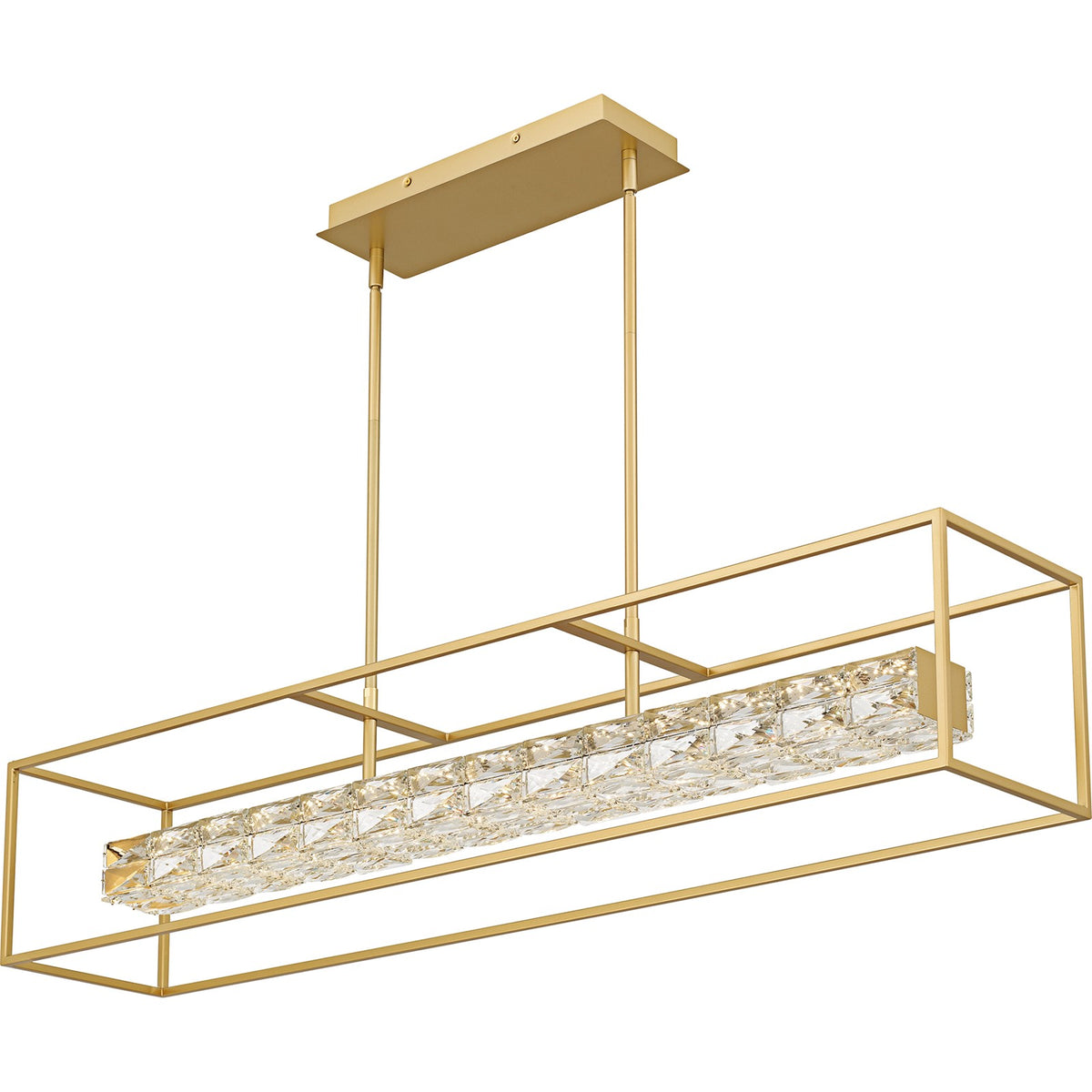 Quoizel Dazzle 48in Island Chandelier | Modern Glam Soft Gold and Clear Crystal Glass | Kitchen Island & Dining Room | Model PCDZ148SGD